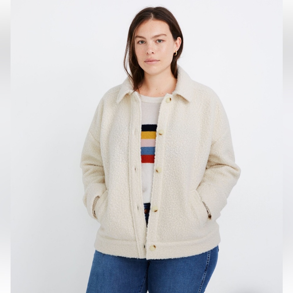 Madewell Cream Sherpa Bomber Jacket